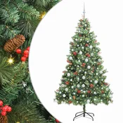 Vidaxl Umestno božično drevo z LED lučmi Zelena 210 cm PVC in kovina