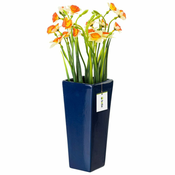 botle Keramična cvetlična vaza temno modra sijajna H 25 cm Dekorativna namizna vaza kvadratna cvetlična dekoracija orhideja moderen glamur