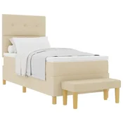 Vidaxl Postelja z vzmetnico z blazino krema 200 x 80 cm blago