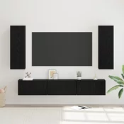 Set TV komoda Zidne 5 pcs Crni hrast Konstruirano drvo