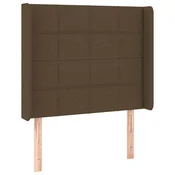 Vidaxl Vzglavje z ušesi temno rjavo 103x16x118/128 cm blago