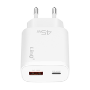 LINQ LinQ, Omrežni polnilnik USB C Power Delivery 45 W in USB Quick Charge 3.0 18 W, Bela, (5000009880)