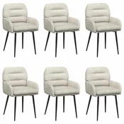 Trpezarijske stolice 6 pcs Baršun Krem 59 x 59,5 x 90 cm