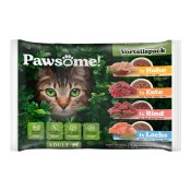 Pawsome! Mokra mačja hrana Adult, Mixpack 4 x 85 g - 340 g