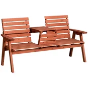 OUTSUNNY Zunanja klop iz smrekovega lesa 2 ali 3 sedeži, pretvorljiva mizica v sedež, vodoodporna, 160x68x92cm