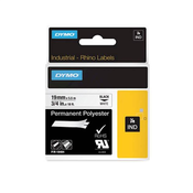 Trak Dymo Rhino Polyester 18484, 19 mm/5.5 m (črno/bel), original