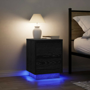 Nocni ormarici s LED svjetlima 2 kom crni 38x34x50 cm