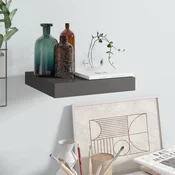 Plutajuca zidna polica visoki sjaj siva 23 x 23,5 x 3,8 cm MDF