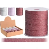 STREFA Trak za zategovanje 10mx1cm GLITTER mix BORDE/PINK/COLOR
