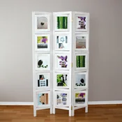 Homestyle4U Pregradna stena 3-delni zaslon za fotografije 161x93x2 cm bela