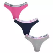 shumee Reebok ženski komplet 3 spodnjic, siva, mornarsko modra, roza, velikost XS