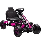 Homestar Otroški pedalni gokart z zavoro, nedrsečimi kolesi, kovinskim okvirjem, 3-6 let, roza