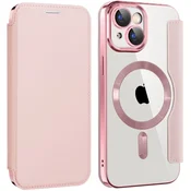 Overboard Ovitek za iPhone 15 z zapiranjem, RFID denarnica MagSafe z zaščito kamere, roza