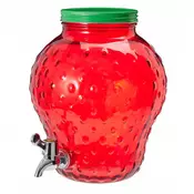 shumee Steklen vrč s pipo za limonado z jagodnim pokrovom 4L 1 kos.