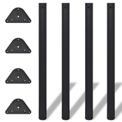 vidaXL 4 Noge za Mizo Nastavljiva Višina Črne Barve 870 mm
