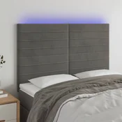 Vidaxl vidaXL Vzglavje postelje z LED diodo temno sivo 144x5x118/128 cm žamet