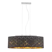 Globo Clarke Pendant Lamp Energy Efficiency: A++ to E 60 Watt E27 Textile Black Nickel Matt Gold 15229H2