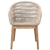 Casa Padrino luxury dining chair gray/natural 60 x 60 x H. 80 cm - Luxury garden chair with fine rattan weave - Dining room furniture - Garden furniture - Rattan furniture - Luxury furniture