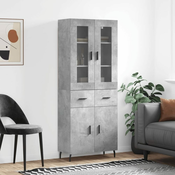 Greatstore Visoka komoda betonsko siva 69,5x34x180 cm inženirski les