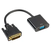 Pretvornik VGA DVI 24+1 pin Akyga AK-AD-50 Ž/M za monitor s 15 cm kablom