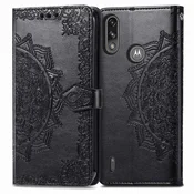Preklopna torbica Mandala za Motorola Moto E7i Power – denarnica, TPU zaščita (črna)