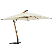 Casa Padrino luxury cantilever parasol with stand brown/black/cream 400 x 300 x H. 320 cm - Garden parasol - Patio parasol - Balcony parasol - Garden terrace balcony accessories