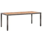Vidaxl Vrtna miza 190x90x75 cm poli ratan in akacijev les siva