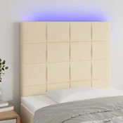 Vidaxl vidaXL Vzglavje postelje z LED zaslonom, kremno, 100x5x118/128 cm, blago