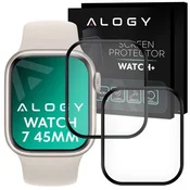 shumee 2x Alogy fleksibilno 3D steklo za Apple Watch 7 45 mm črno