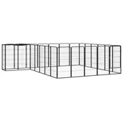 Vidaxl Pasja ograda s 26 paneli črna 50x100 cm prašno barvano jeklo