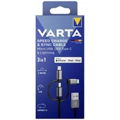 Kabel za punjenje i sinkronizaciju VARTA USB-A - USB-Light/Micro/C 57937101111