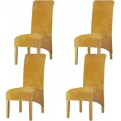 shumee Žametne prevleke za stole, 4 kosi, rumene, prožne, zaščitne in elegantne