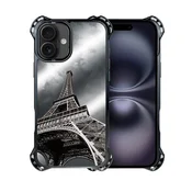 shumee Ovitek za iPhone 14 Pro IBIZU DropGuard Ultra z MagSafe, črno mesto, Eifflov stolp