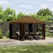 Gazebo 3 x 3 m Sivosmeda Poliester i celik 190 gsm
