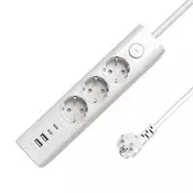 shumee MicroConnect Schuko podaljšek s 3 vtičnicami in stikalom 1,5 m, bel, MC-GRU00315WS-USB