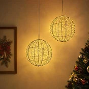 Božična konica za luči 2 kos 1900 LED Toplo bela O 60 x 63 cm
