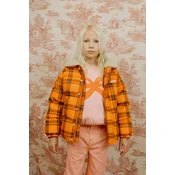 Otroška jakna Tinycottons CHECK PADDED JACKET oranžna barva, AW25-145