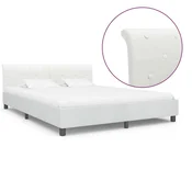 Vidaxl Posteljni okvir belo umetno usnje 160x200 cm