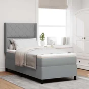 vidaXL LED Box Spring Postelja Svetlo siva 90 x 200 cm blago