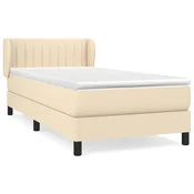 Vidaxl Box spring postelja z vzmetnico krem 100x200 cm blago
