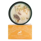 Hop Hare Kristalna čarobna sveča – Srce leva - Soy Wax, Fragrance, Glass, Gemstones - Home warming - Dan žena