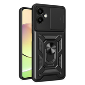 Oklepni ovitek MaX-Armor z obročem, kovinsko ploščico in zaščito zadnjih kamer za Samsung Galaxy A06 - army black