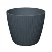 shumee Antraciten plastični cvetlični lonček 13,8 x 11,5 cm s črtastim pokrovom za rože Lamia