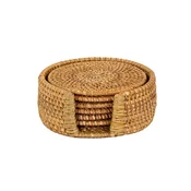6-piece cup coaster set, 10 cm, Natural - Tiseco