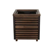 EE Odličen lesen cvetlični lonec z letvicami 40x40x45cm - Eleganten cvetlični lonec za terase in balkone za drevesa, grmičevje in rože - Kvadratni cvetlični lonec, masiven - barva temnega palisandra