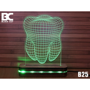 Black Cut 3D Lampa Zub Zelena