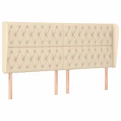 Vidaxl Vzglavje z ušesi krem 203x23x118/128 cm blago
