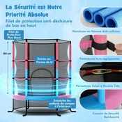 Costway Vrtna trampolin O165 cm z varnostno mrežo, vzmetnimi oporniki in jeklenim okvirjem, roza