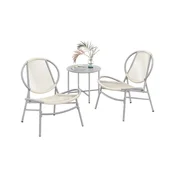 Songmics Set balkonskega pohištva 3-delni miza 50x45 cm stoli 68x74x78 cm siva