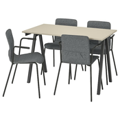 TROTTEN / LÄKTARE Konferencijski sto i stolice, bež boja antracita/zagasitosiva, 120x70 cm